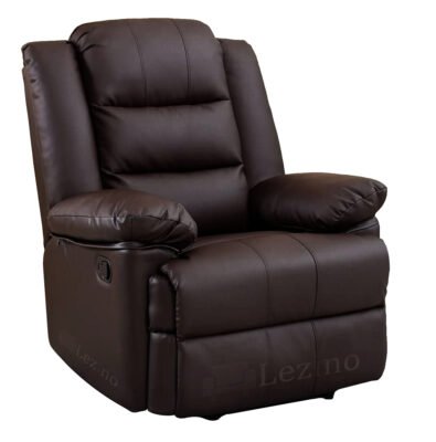 1 Seater Manual Recliner Chair in Brown Leatherette