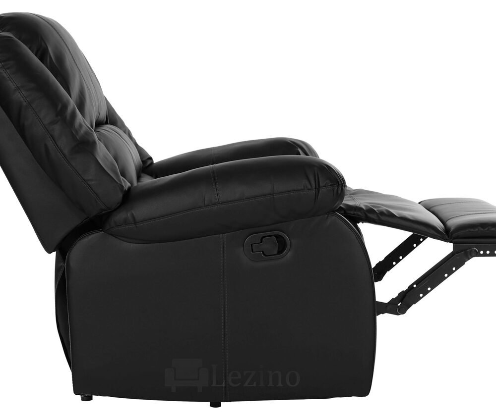 Lezino 1 Seater Manual Recliner Chair in Black Color Leatherette