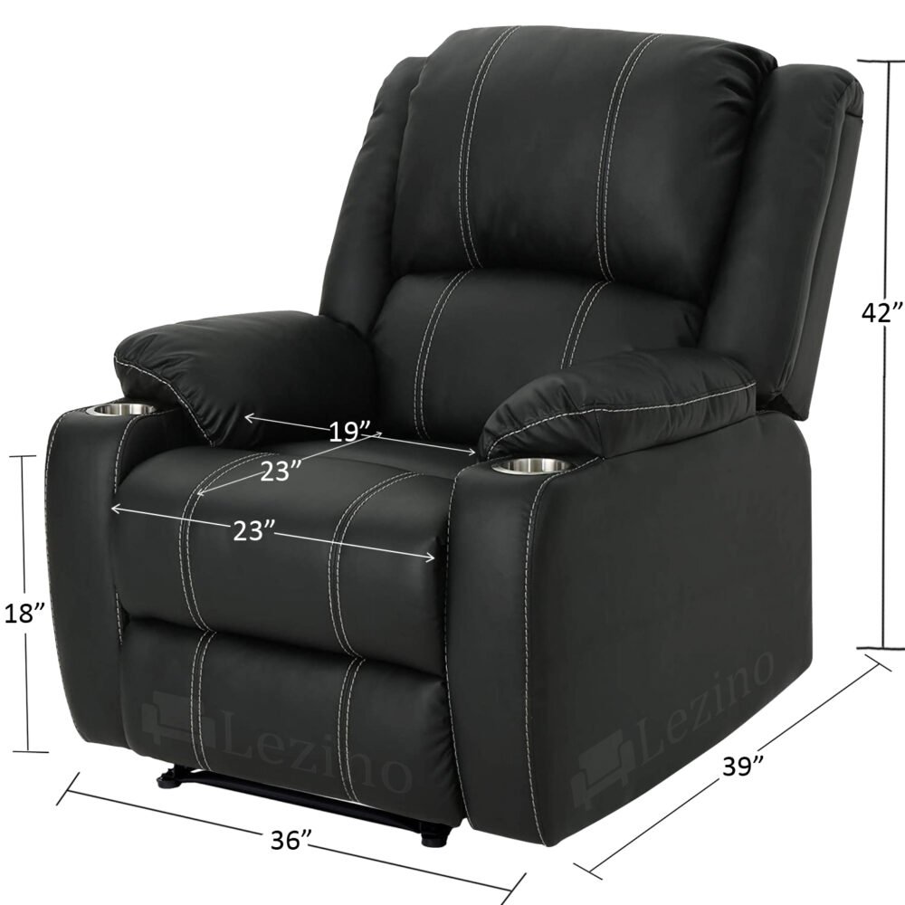 Lezino 1 Seater Manual Recliner Chair in Black Color Leatherette Copy 1
