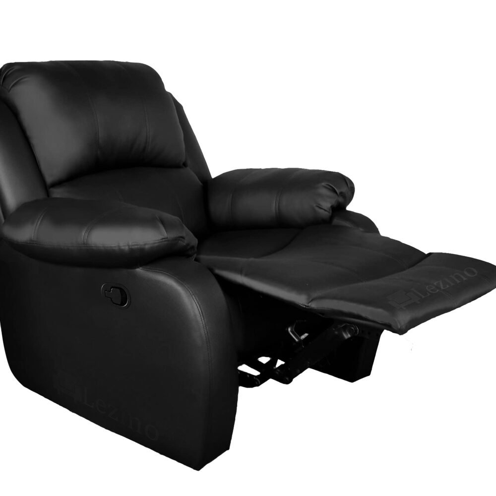Lezino 1 Seater Manual Recliner Chair in Black Leatherette