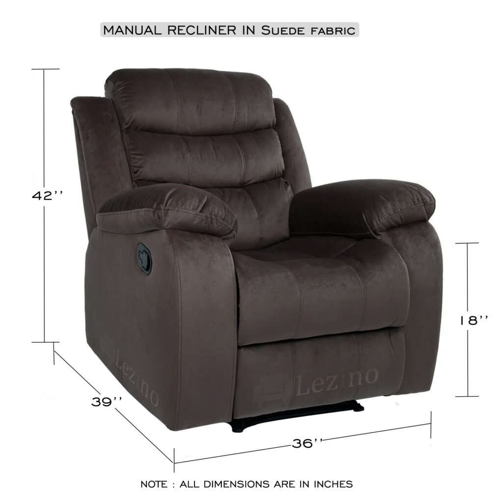 Melino Manual Recliner Chair in Fabric 4 Lezino 1 Seater Manual Recliner Sofa In Brown Fabric