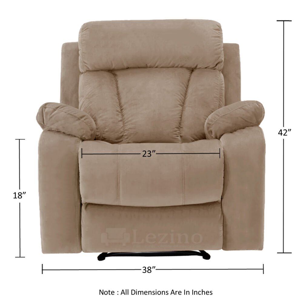 Selino 1 Seater Manual Recliner Chair 4 Lezino 1 Seater Manual Recliner in Beige Color Suede Fabric