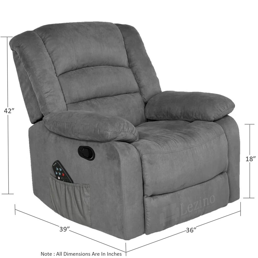 Lezino 1 Seater Rocker Manual Recliner In Grey Suede