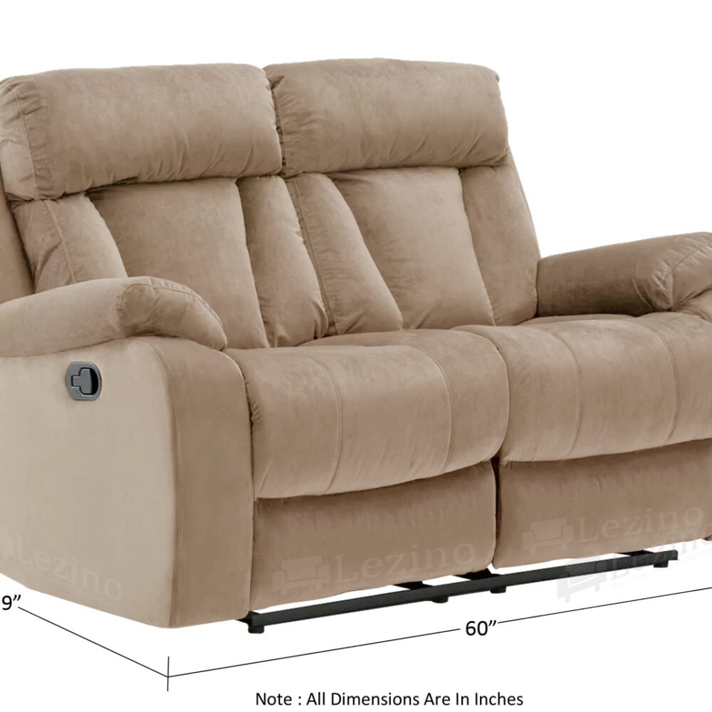 Lezino 2 Seater Manual Recliner in Beige Colour Fabric