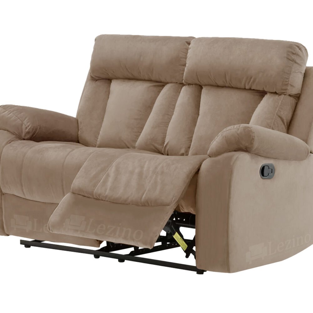 Lezino 2 Seater Manual Recliner in Beige Fabric