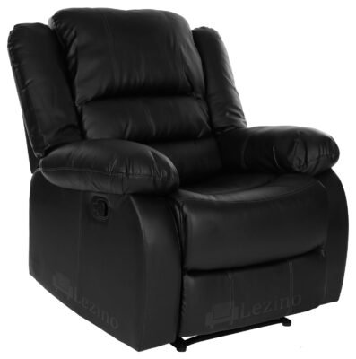 Lezino One Seater Manual Recliner Chair in Black Leatherette 1