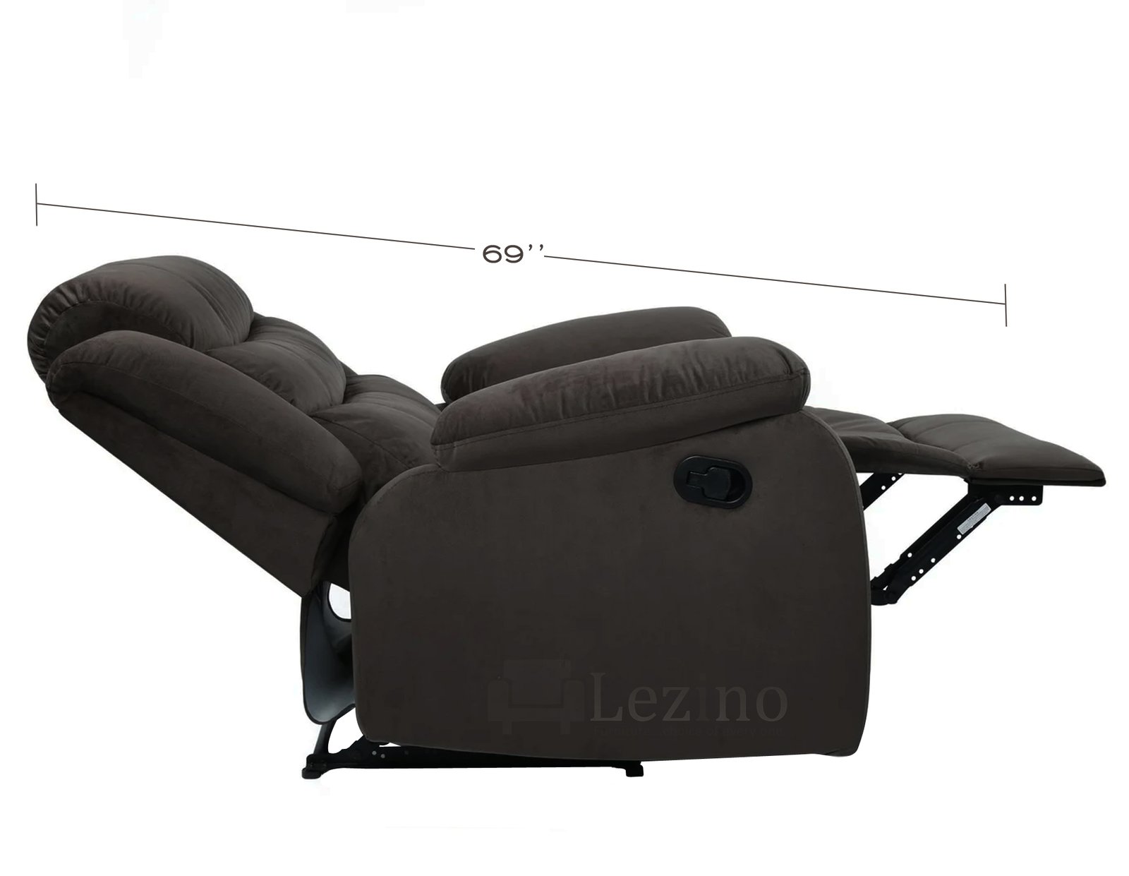 Lezino One Seater Manual Recliner Sofa In Brown Fabric