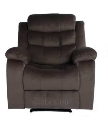 Lezino One Seater Manual Recliner Sofa In Brown Suede Fabric