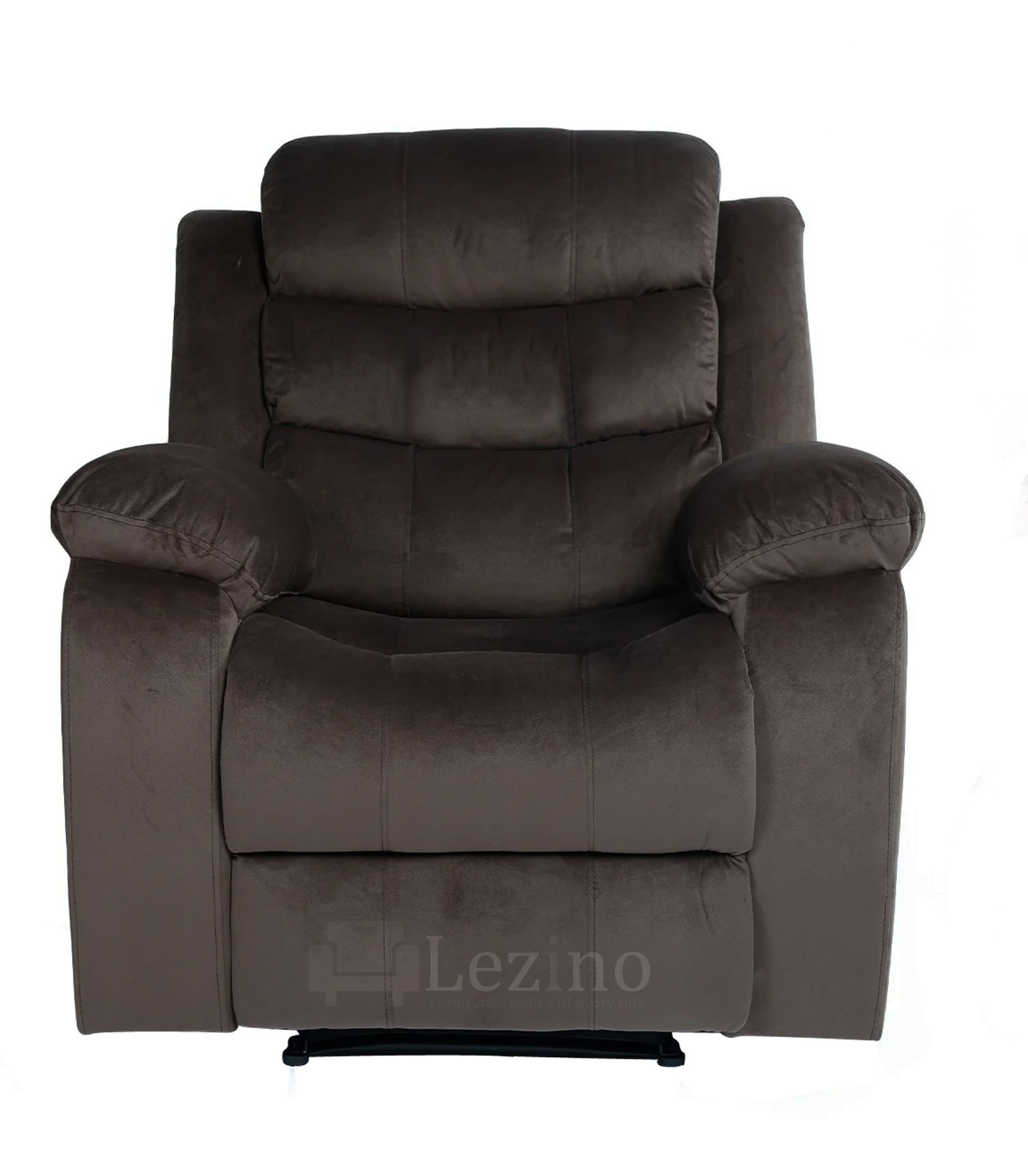 Lezino One Seater Manual Recliner Sofa In Brown Suede Fabric