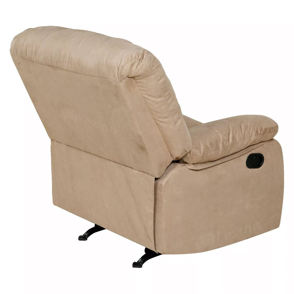 Lezino One Seater Rocker Manual Recliner in Beige Color Fabric