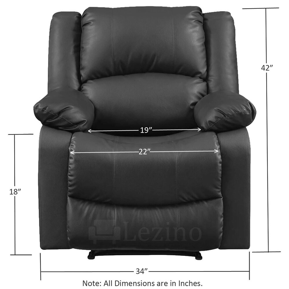 Aerio 1 Seater Manual Recliner 4 Lezino Single Seater Manual Recliner in Black Color Leatherette
