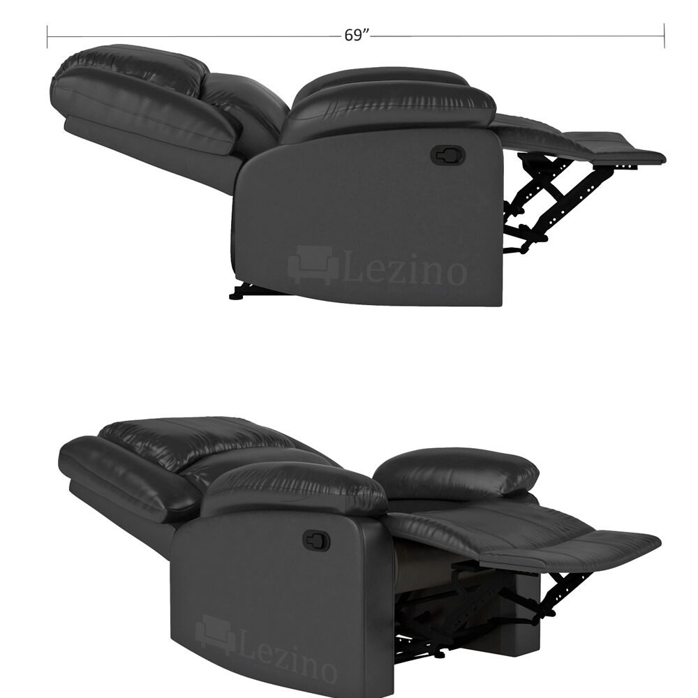 Aerio 1 Seater Manual Recliner 8 Lezino Single Seater Manual Recliner in Black Colour