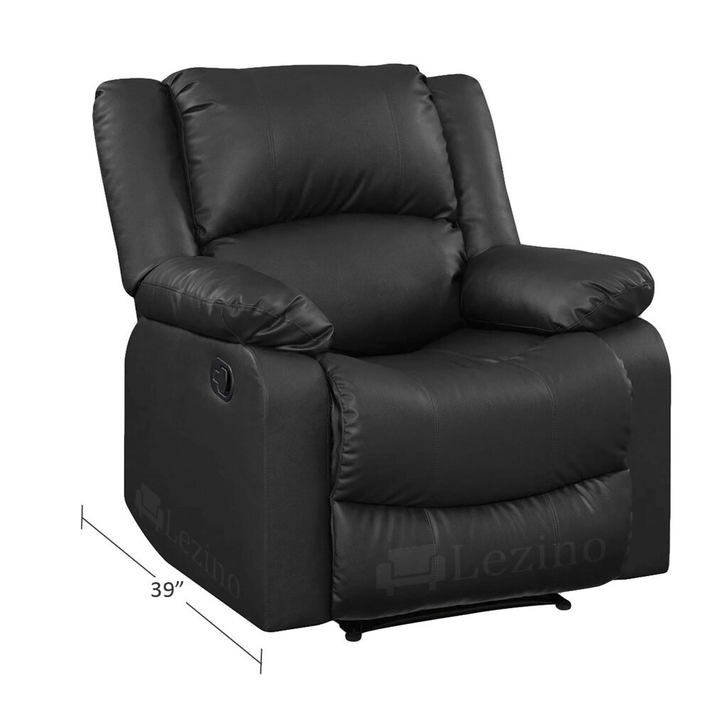 Aerio 1 Seater Manual Recliner 5 Lezino Single Seater Manual Recliner in Black Colour Leatherette