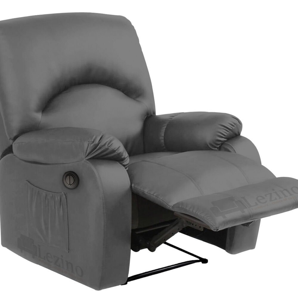 Lezino Single Seater Motorized Recliner Chair in Grey Color Leatherette