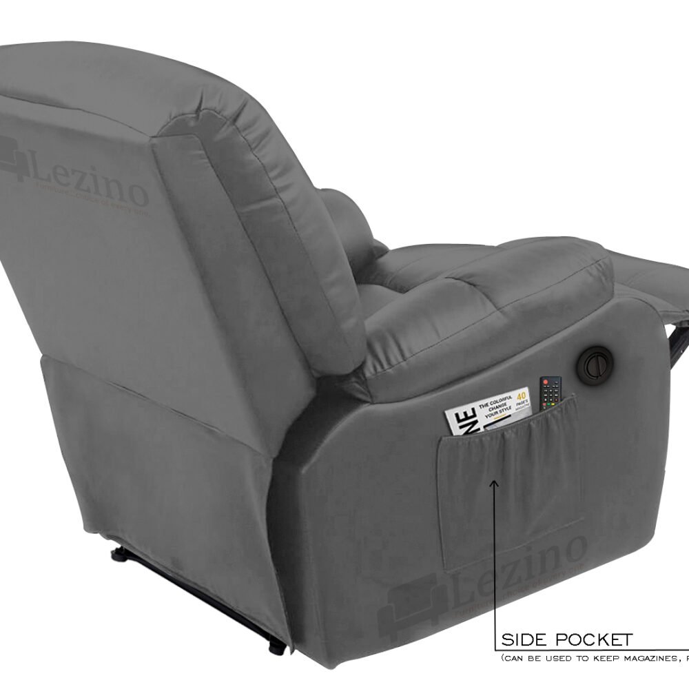 Lezino Single Seater Motorized Recliner Chair in Grey Colour