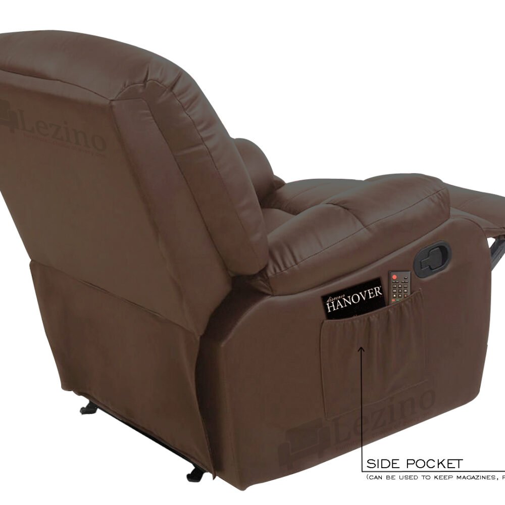 Lezino Single Seater Revolving Rocker Manual Recliner Chair in Brown Color
