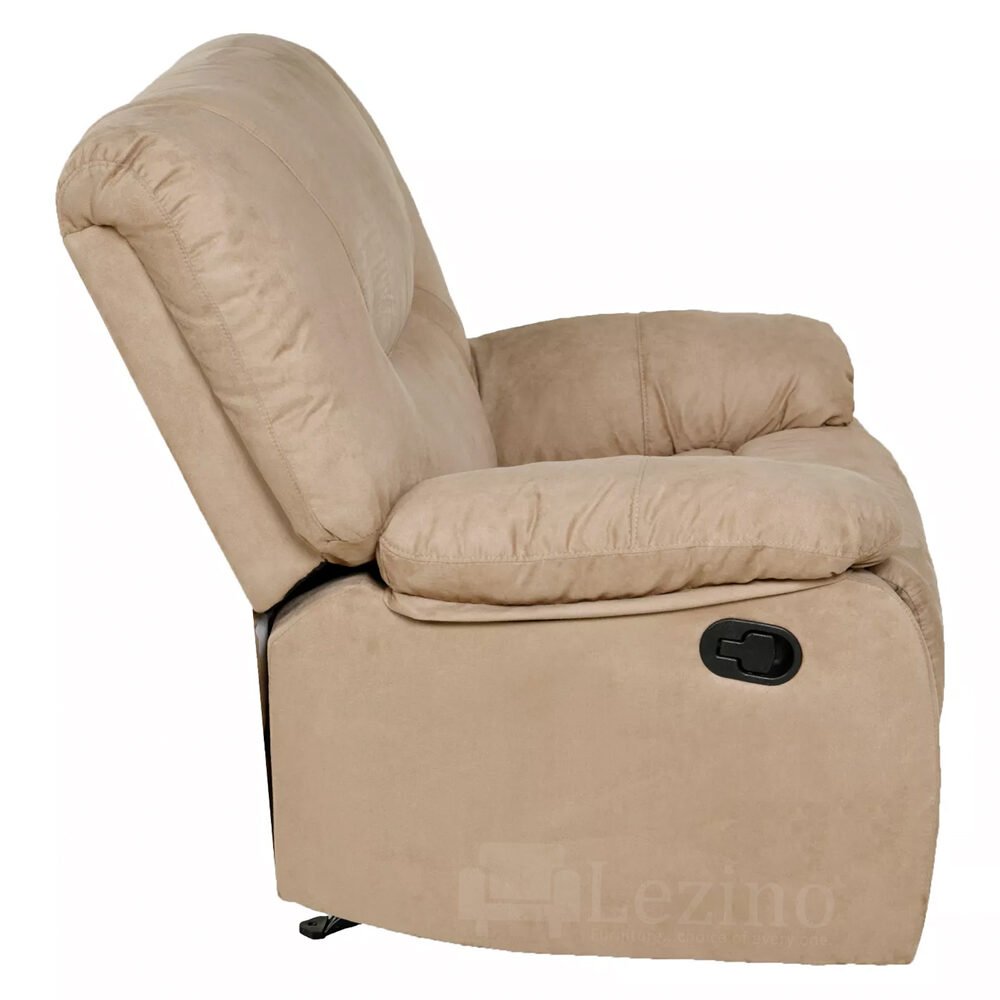 Lezino Single Seater Rocker Manual Recliner in Beige Color Fabric