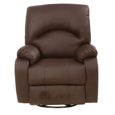 Lezino Single Seater Swivel Rocker Manual Recliner Chair in Brown Color 2