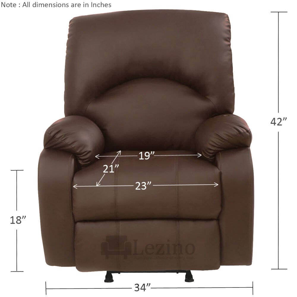 Lezino Single Seater Swivel Rocker Manual Recliner Chair in Brown Colour