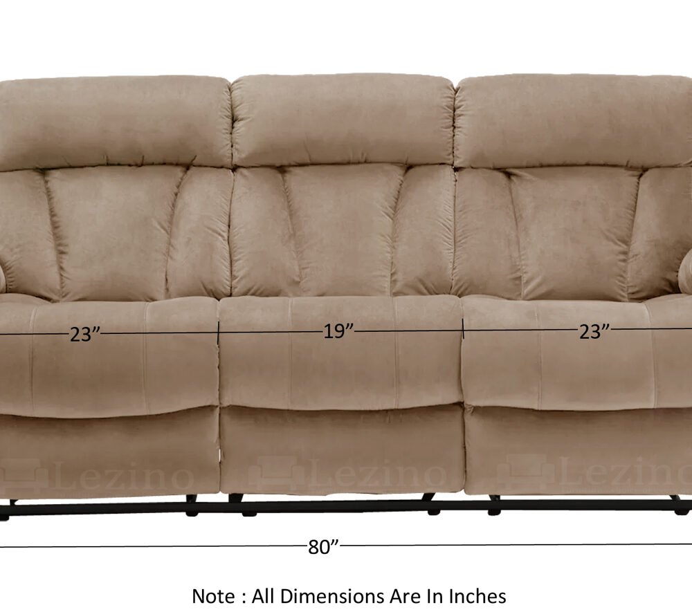 Selino 3 Seater Manual Recliner Sofa 4 Lezino Three Seater Manual Recliner Chair in Beige Colour