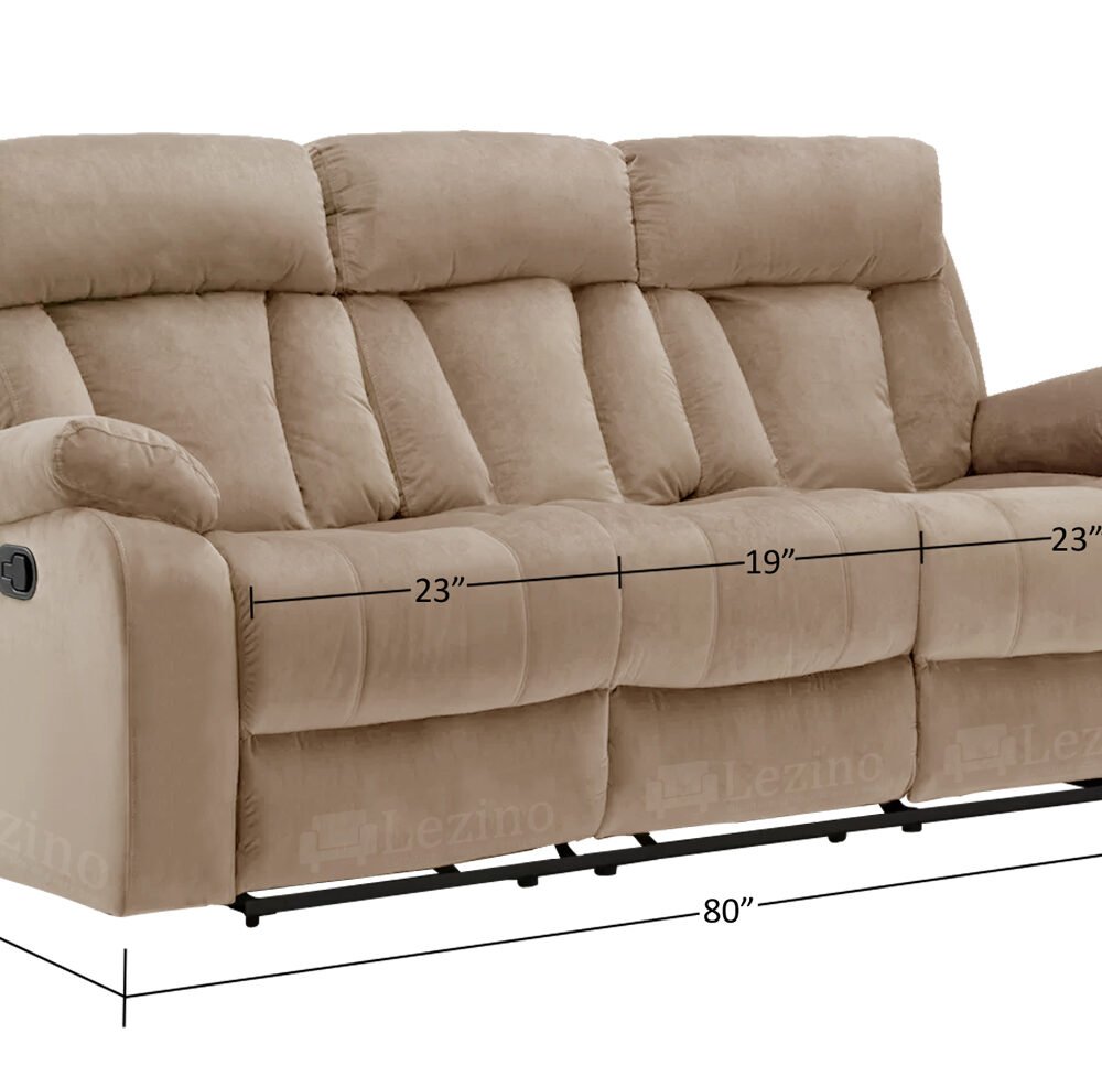 Selino 3 Seater Manual Recliner Sofa 6 Lezino Three Seater Manual Recliner Chair in Beige Colour Fabric