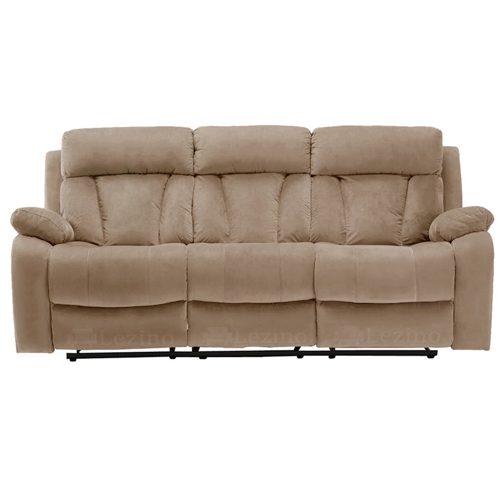 Lezino-Three-Seater-Manual-Recliner-Chair--in-Beige-Colour-Suede