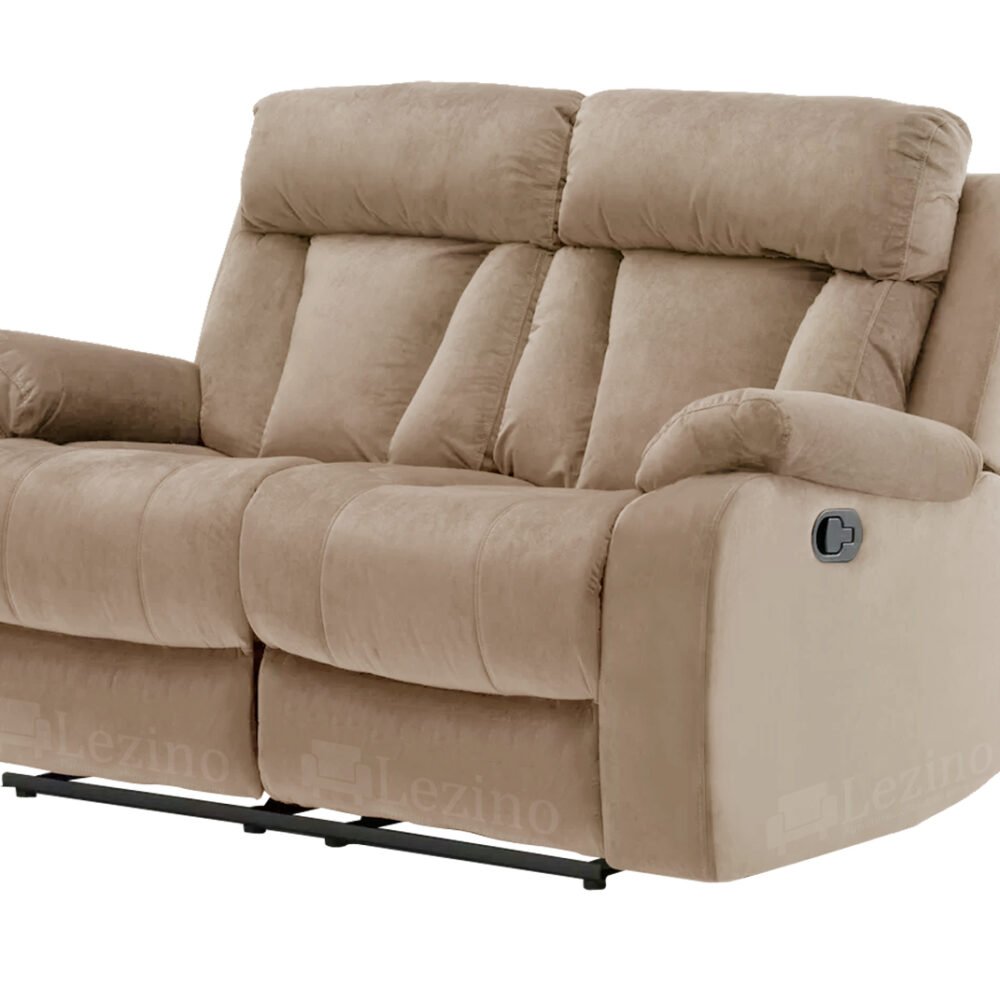 Lezino Two Seater Manual Recliner in Beige Colour Suede Fabric
