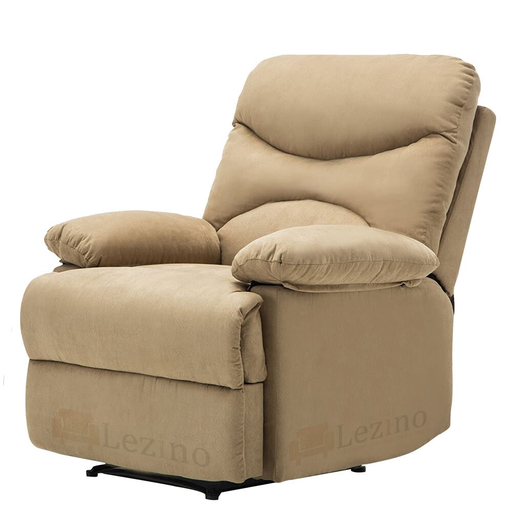 Lezino 1 Seater Manual Recliner Chair In Beige Suede Color 1