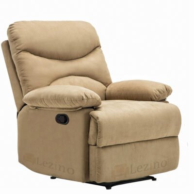 Lezino 1 Seater Manual Recliner Chair In Beige Suede Colour 01