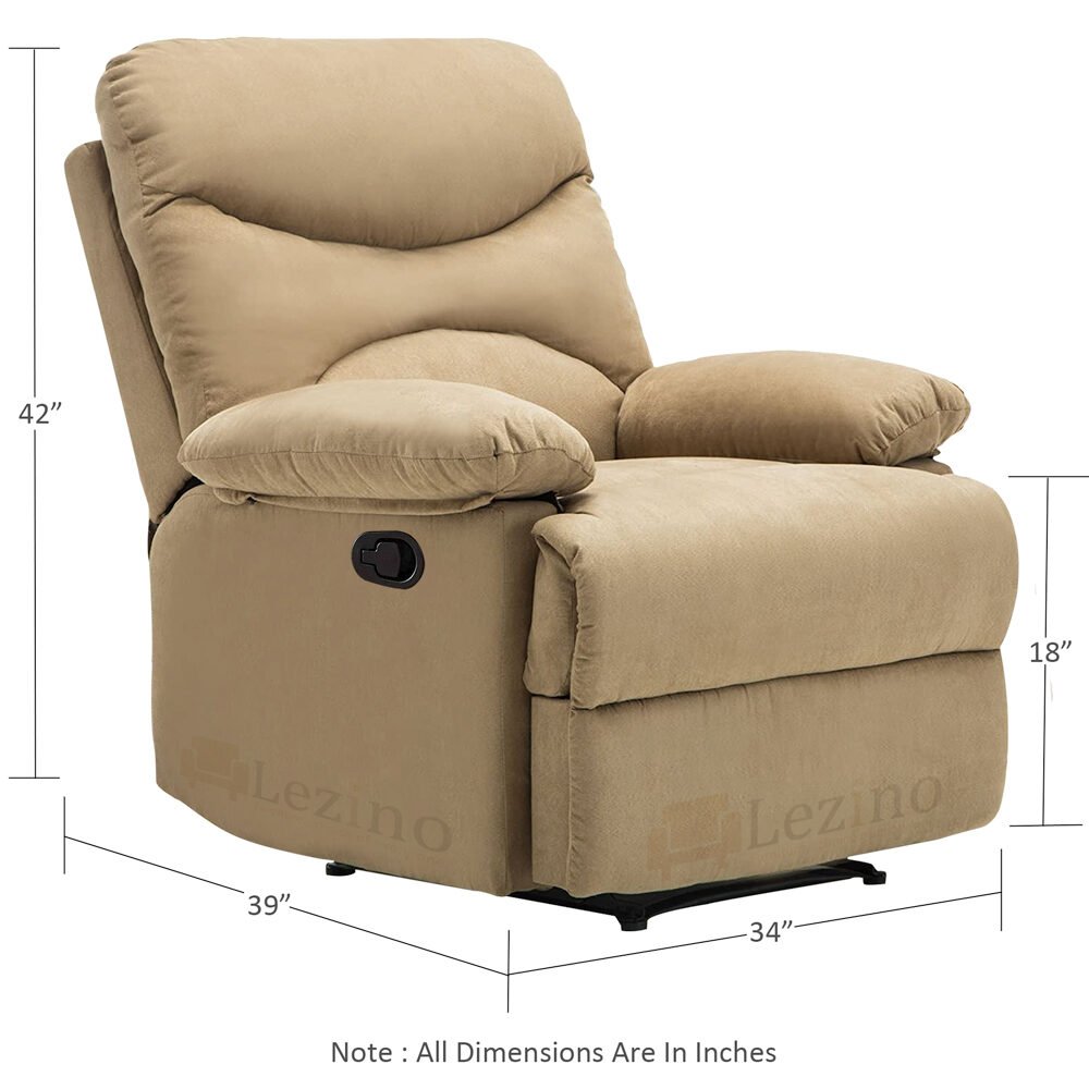Lezino One Seater Manual Recliner Chair In Beige Suede Colour 1