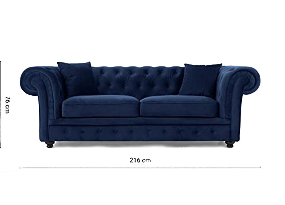 3 Seater Chesterfield Sofa in Blue Fabric 4 Chesterfield Sofa 10
