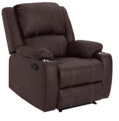 Lezino 1 Seater Manual Recliner Chair in Black Colour Leatherette 4