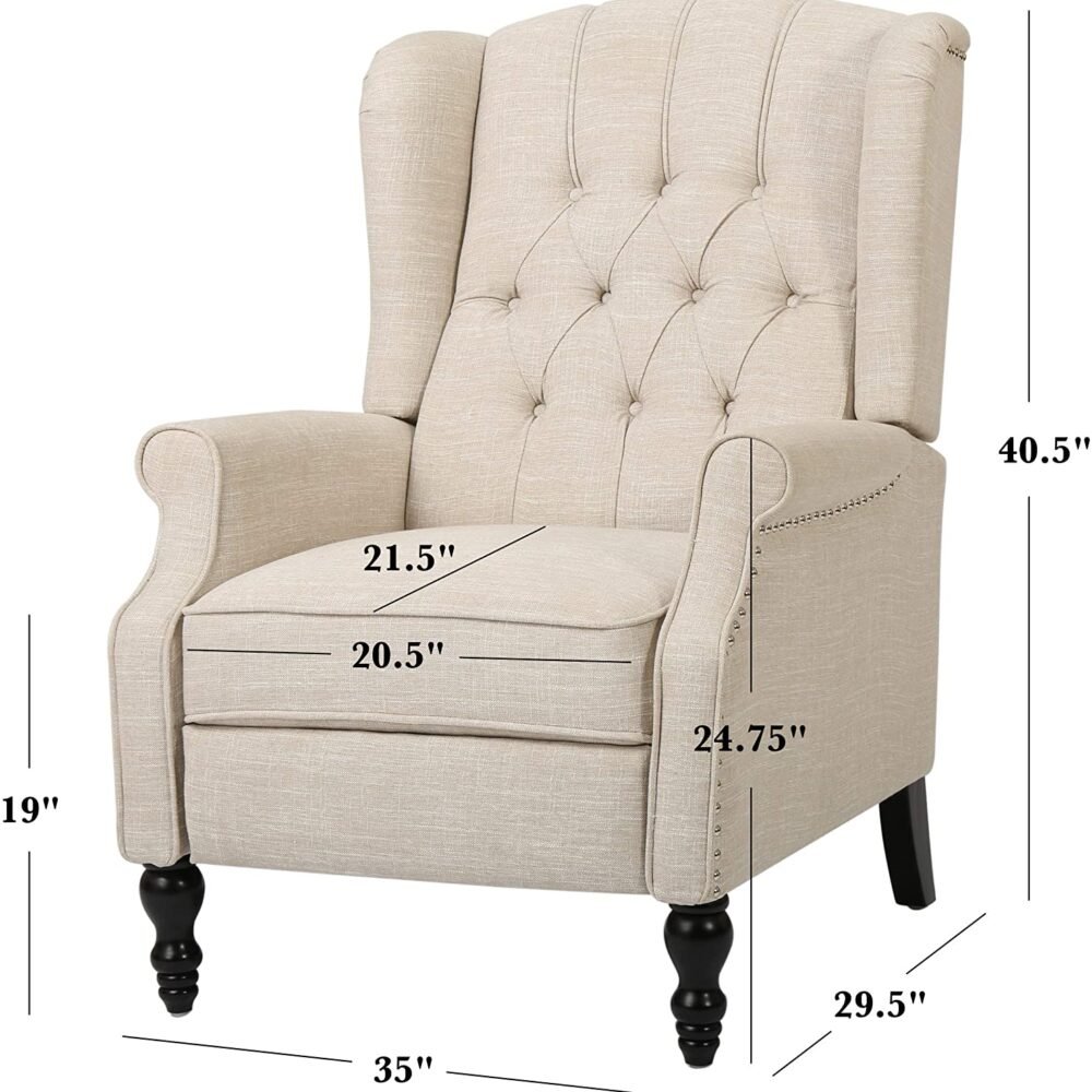 Waston Wingchair in Beige Fabric 6 Wingback Chair 11