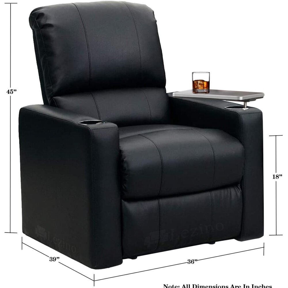 1 Seater Home Theater Recliner Chair in Black Leatherette