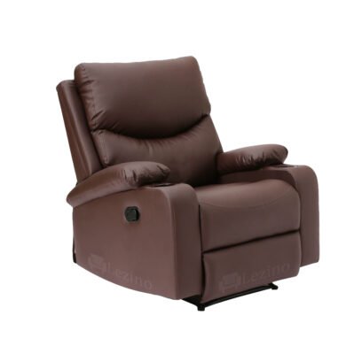 One Seater Manual Recliner Chair in Brown Faux Leather by Lezino