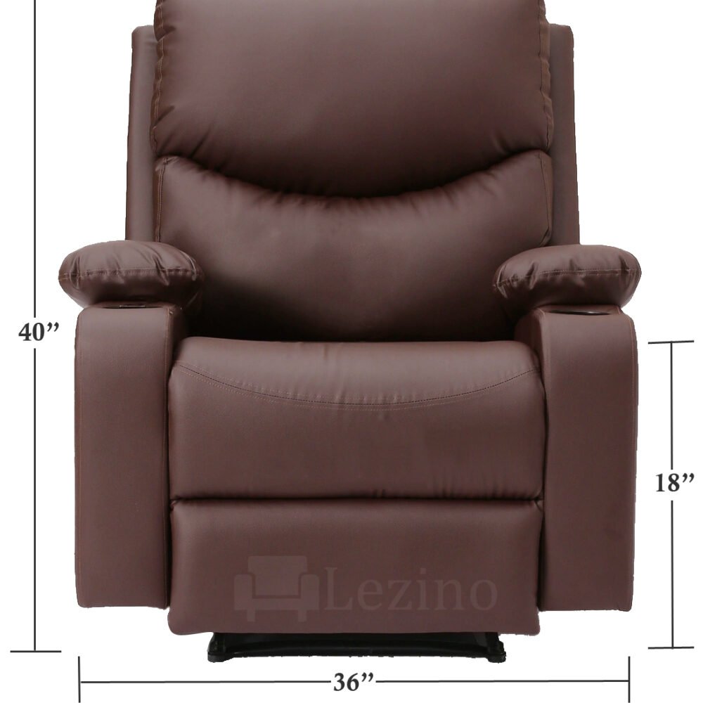 Single Seater Manual Recliner Chair in Brown Leatherette by Lezino
