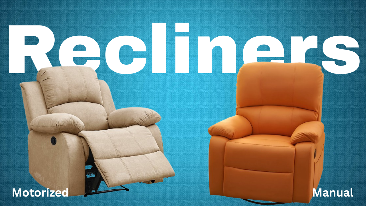 Comparison of manual and power recliners highlighting their pros, cons, problems, and concerns with images of both types.
