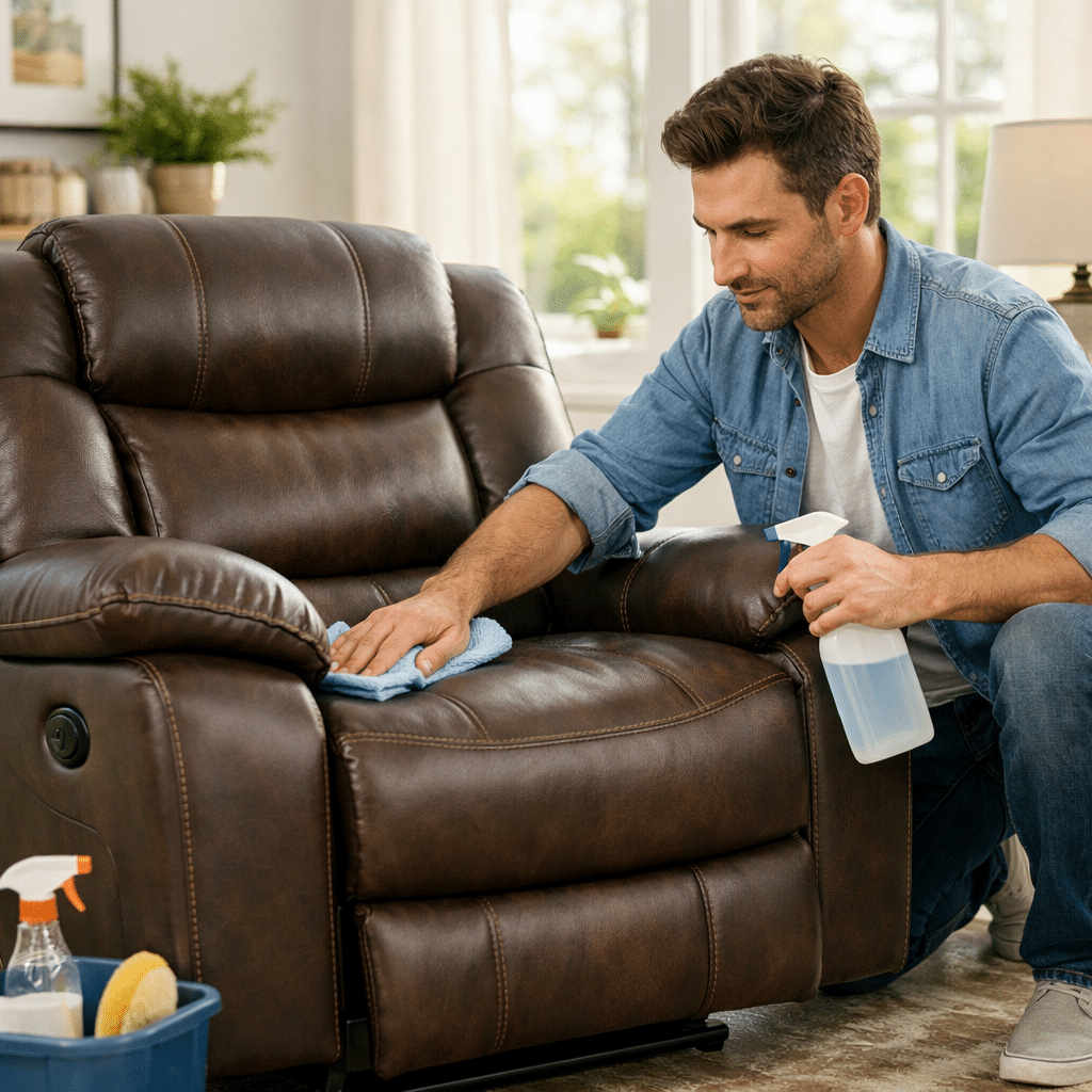 Clean Your Recliner: 7 Proven Pro Tips for Easy Care 2 clean your recliner / a person cleaning the lezino recliner